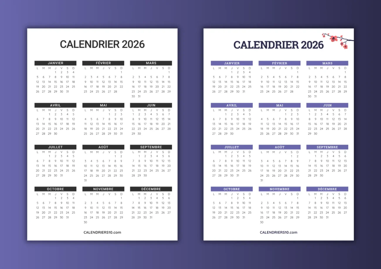 collection calendriers 2026 a imprimer gratuits